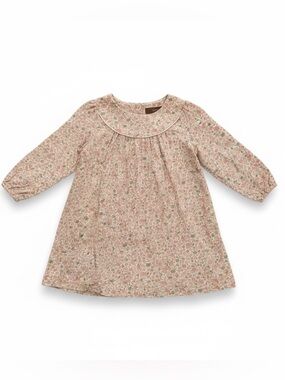 Girls Pink Floral Long-Sleeve Dress